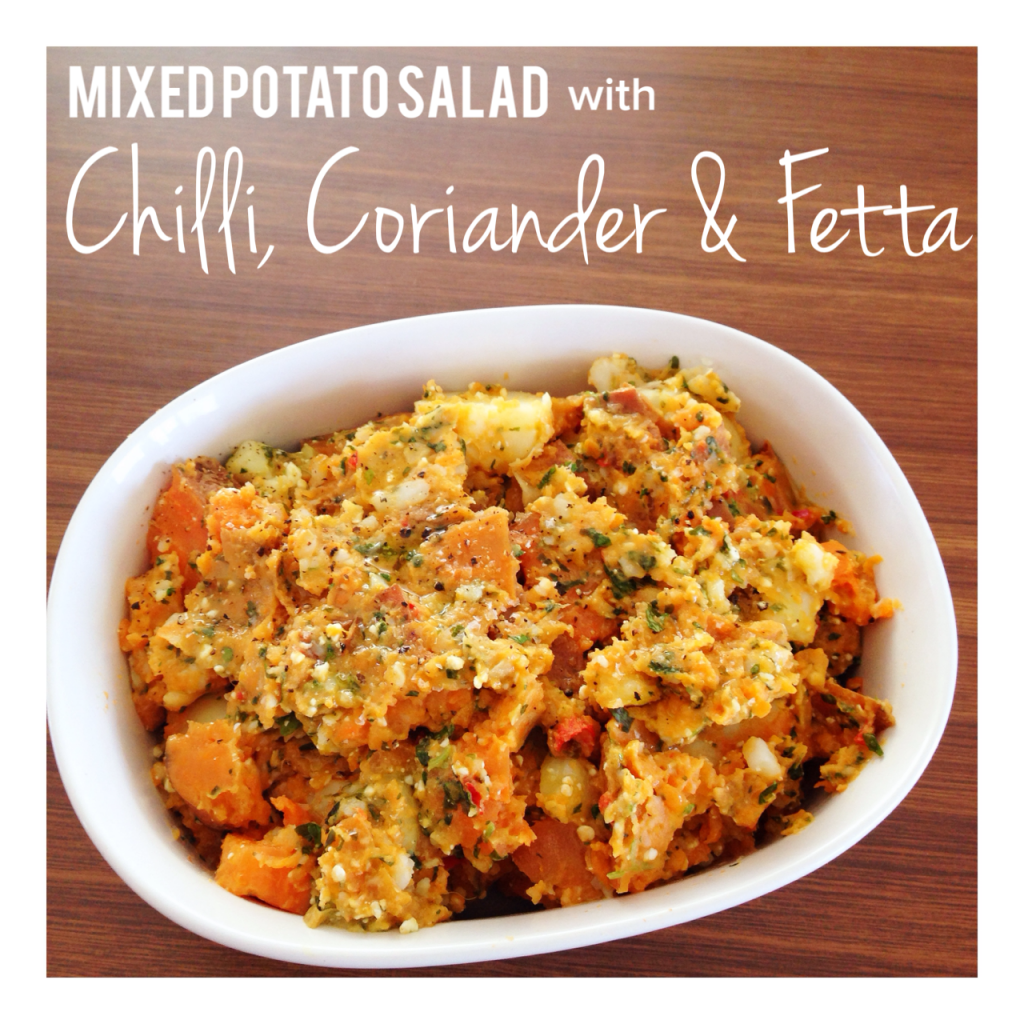 Mixed Potato Salad with Chilli, Coriander & Fetta